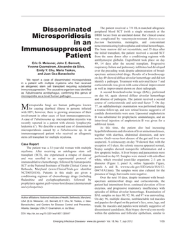 Disseminated Microsporidiosis in an Immunosuppressed Patient