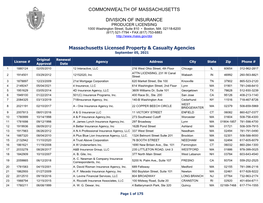 Massachusetts Licensed Property & Casualty Agencies