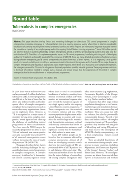 Round Table Tuberculosis in Complex Emergencies Rudi Coninx A