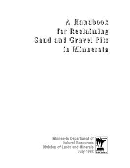 A Handbook for Reclaiming Sand and Gravel Pits in Minnesota