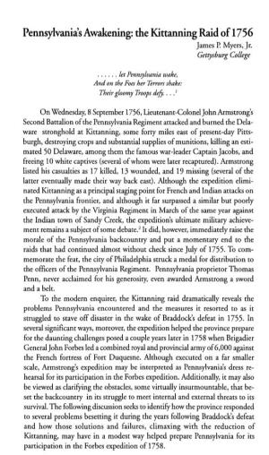 Pennsylvania's Awakening: the Kittanning Raid of 1756 James P