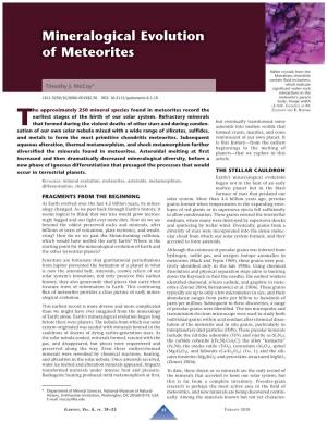 Mccoy, T. J. Mineralogical Evolution of Meteorites. Elements