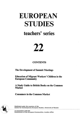 EUROPEAN STUDIES Teachers' Series 22