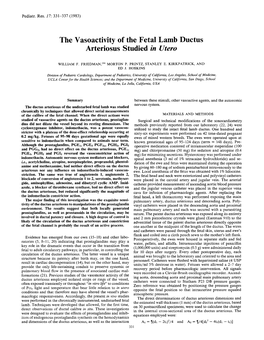 The Vasoactivity of the Fetal Lamb Ductus Arteriosus Studied in Utero