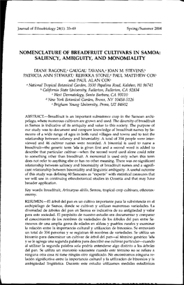 Nomenclature of Breadfruit Cultivars in Samoa: Saliency, Ambiguity, and Monomiality