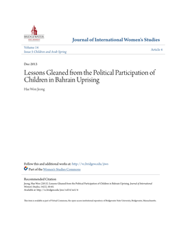 Lessons Gleaned from the Political Participation of Children in Bahrain Uprising Hae Won Jeong