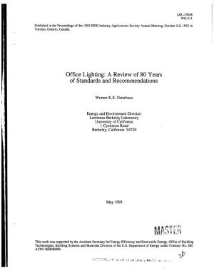 Office Lighting: a Review of 80 Years of Standards and Recommendations
