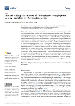 Induced Allelopathic Effects of Thalassiosira Weissflogii on Colony