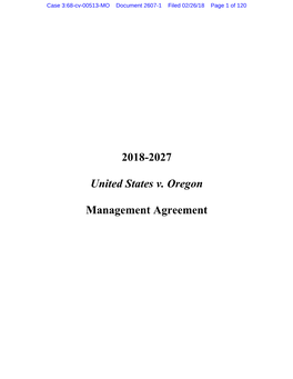 2018-2027 United States V. Oregon MANAGEMENT AGREEMENT