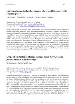 Oviposition Strategies of Large Cabbage Moth (Crocidolomia Pavonana) on Chinese Cabbage Growth Rate, Survival and Preference Of