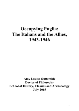 Occupying Puglia: the Italians and the Allies, 1943-1946