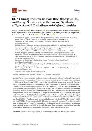 Substrate Specificities and Synthesis of Type a and B Trichothecen