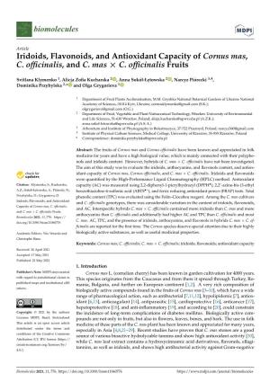 Iridoids, Flavonoids, and Antioxidant Capacity of Cornus Mas, C
