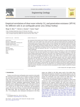 Empirical Correlations of Shear Wave Velocity (Vs) and Penetration Resistance (SPT-N) for Different Soils in an Earthquake-Prone Area (Erbaa-Turkey)