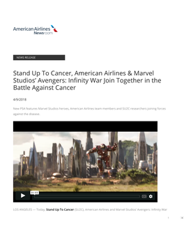 Stand up to Cancer, American Airlines & Marvel Studios' Avengers