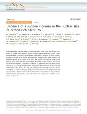 Evidence of a Sudden Increase in the Nuclear Size of Proton-Rich Silver-96 ✉ M