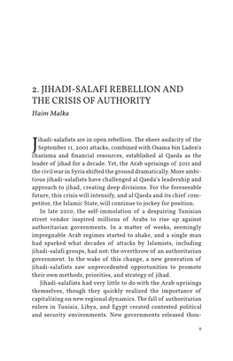 2. JIHADI-SALAFI REBELLION and the CRISIS of AUTHORITY Haim Malka