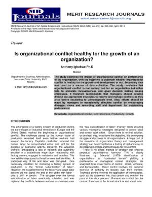 Is Organizational Conflict Healthy for the Growth of an Organization?