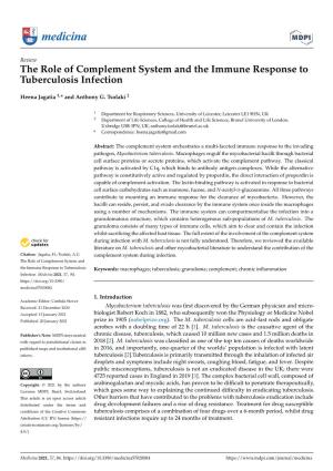 The Role of Complement System and the Immune Response to Tuberculosis Infection