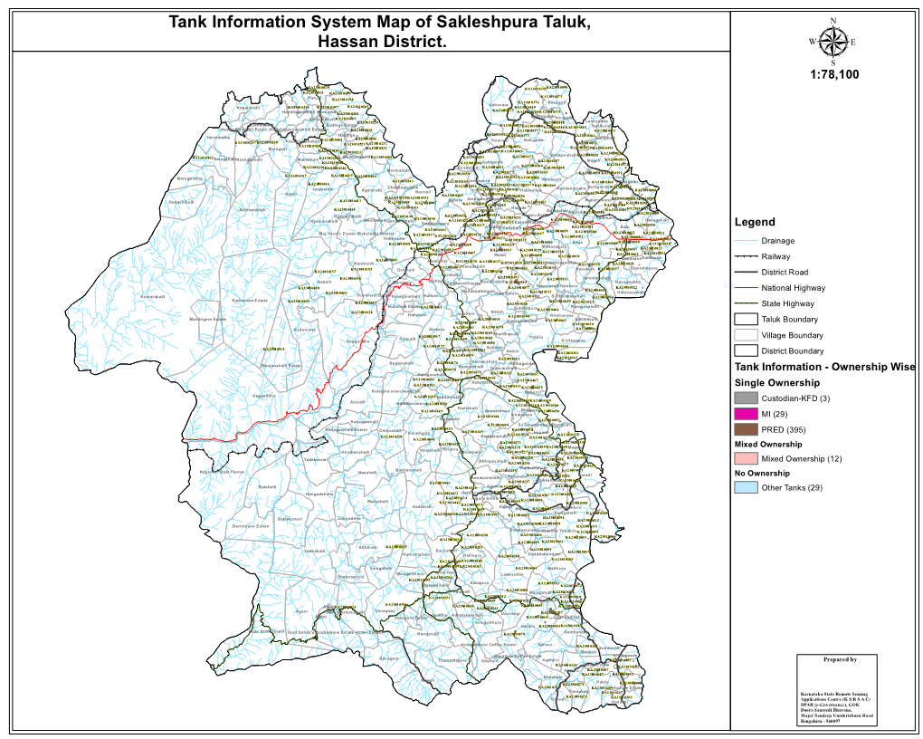 Tank Information System Map of Sakleshpura Taluk, Hassan District