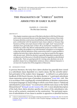 Dative Absolutes in Early Slavic