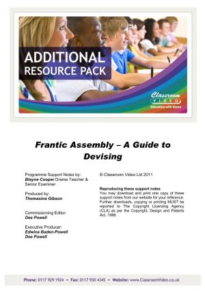 Frantic Assembly – a Guide to Devising