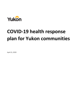 COVID-19 Health Response Plan for Yukon Communities
