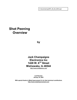 Shot Peening Overview