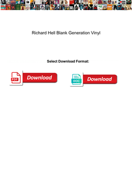 Richard Hell Blank Generation Vinyl