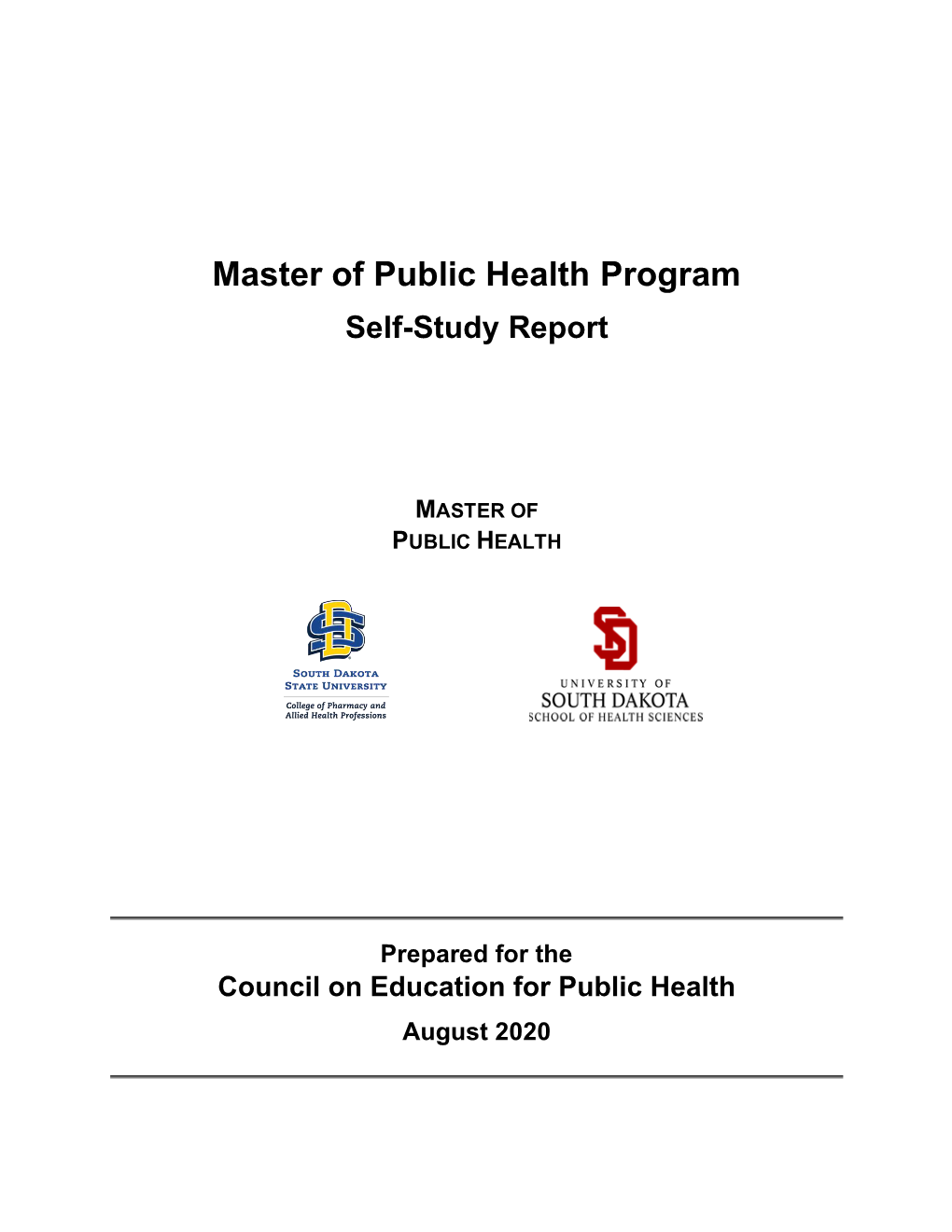 Master of Public Health Program Self-Study Report