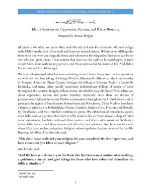 Islām's Position on Oppression, Racism, and Police Brutality