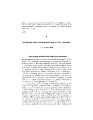 8 Aristotle and Modern Mathematical Theories of The