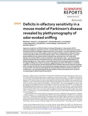 Deficits in Olfactory Sensitivity in a Mouse Model of Parkinson's