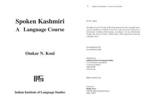 Spoken Kashmiri: a Language Course