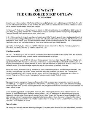 ZIP WYATT: the CHEROKEE STRIP OUTLAW by Michael Koch