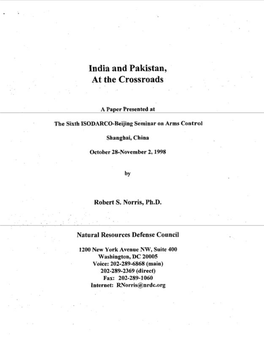 India and Pakistan, at the Crossroads