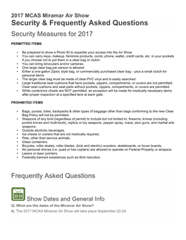 2017 MCAS Miramar Air Show Security & Frequently Asked Questions