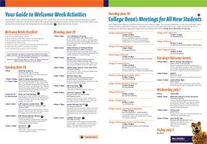 Your Guide to Welcome Week Activities College Dean's Meetings