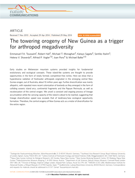 The Towering Orogeny of New Guinea As a Trigger for Arthropod Megadiversity