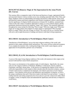 (Dr. Cuevas) REL1300-01: Introduction to World Religions