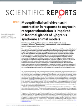 Myoepithelial Cell-Driven Acini Contraction in Response to Oxytocin