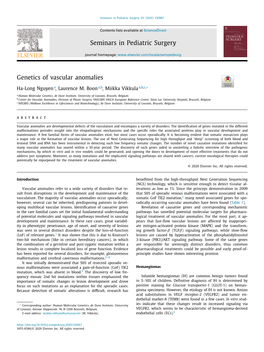 Genetics of Vascular Anomalies