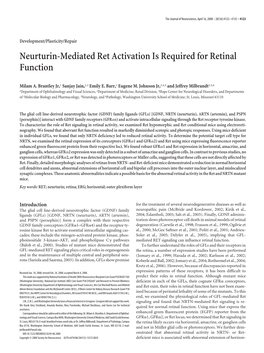 Neurturin-Mediated Ret Activation Is Required for Retinal Function