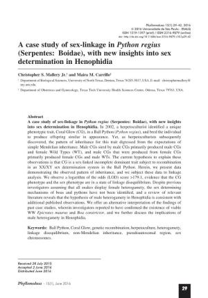 A Case Study of Sex-Linkage in Python Regius(Serpentes: Boidae)