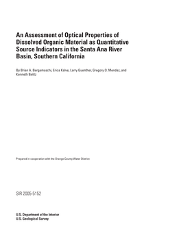 An Assessment of Optical Properties of Dissolved Organic Material As Quantitative Source Indicators in the Santa Ana River Basin, Southern California