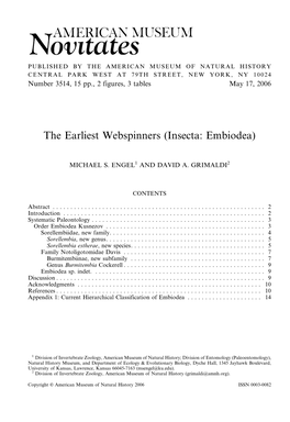 The Earliest Webspinners (Insecta: Embiodea)