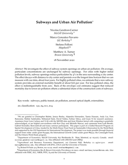 Subways and Urban Air Pollution∗