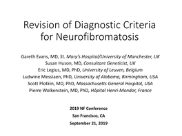 Revision of Diagnostic Criteria for Neurofibromatosis