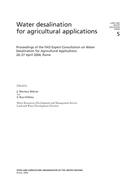 Water Desalination for Agricultural Applications 26–27 April 2004, Rome