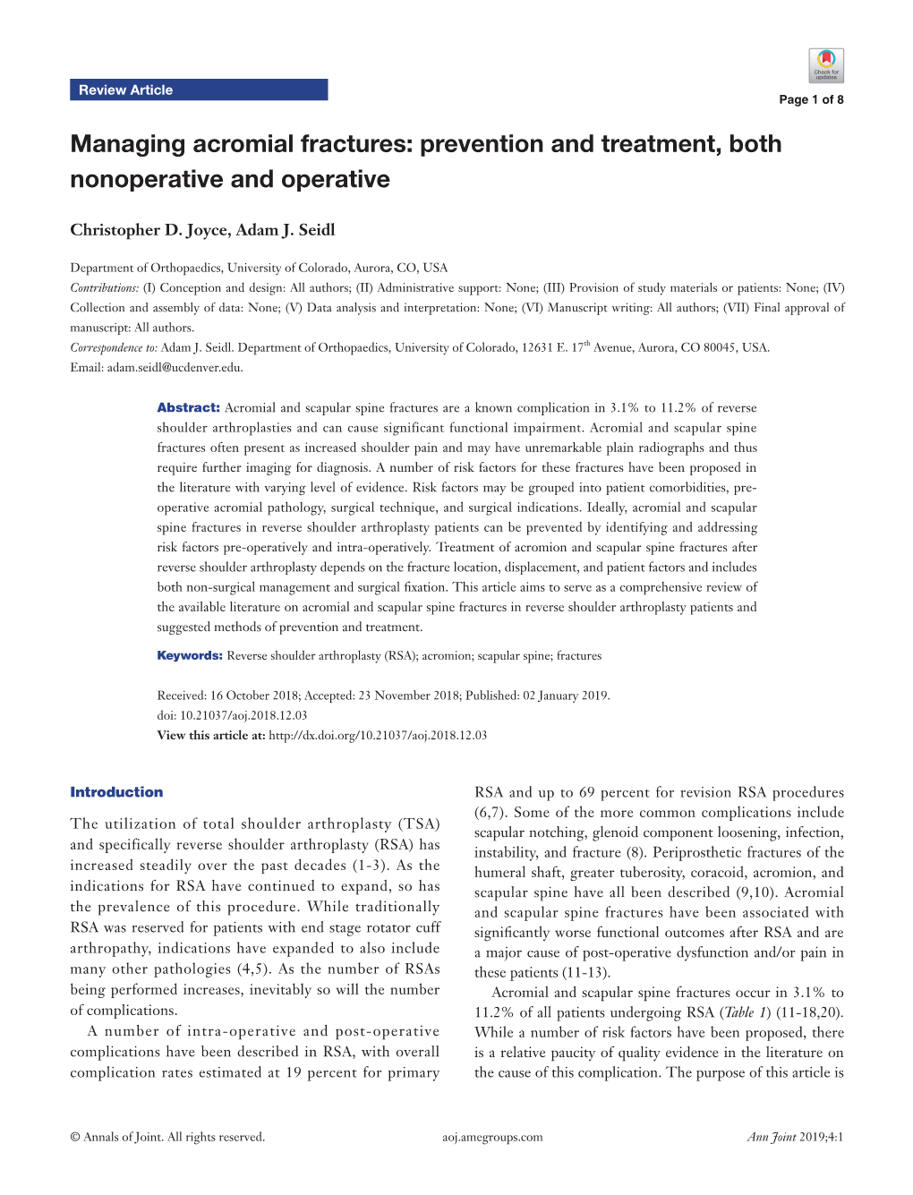 Managing Acromial Fractures: Prevention and Treatment, Both Nonoperative and Operative